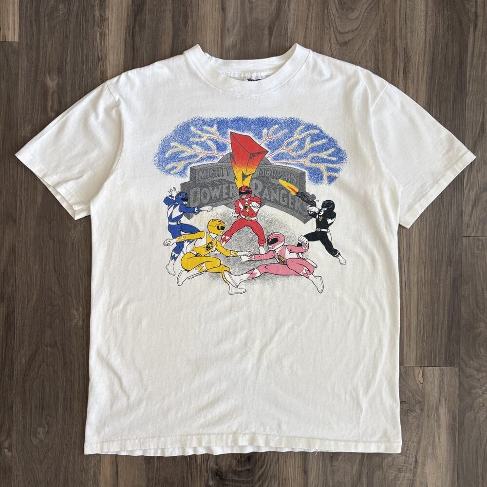Vintage Power Rangers T-Shirt Men's Size M 1994 Mighty Morphing Saban White